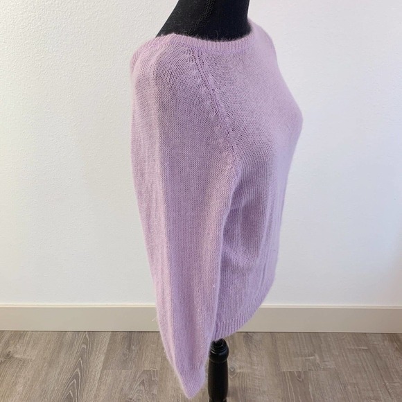 Vintage 90s The Italian Mob Purple Angora Linen Cross Back Sweater Large - Picture 3 of 5